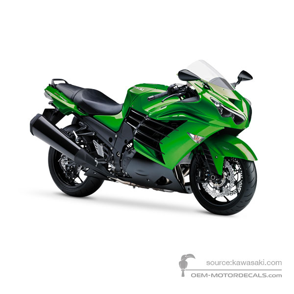 Stickers voor Kawasaki ZZR1400 2014 - Groen • Kawasaki OEM Stickers