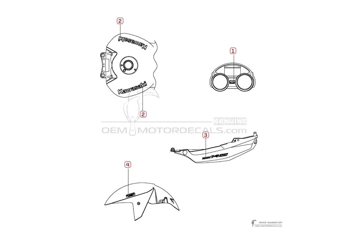 Stickers voor Kawasaki ZZR1400 2014 - Groen • Kawasaki OEM Stickers