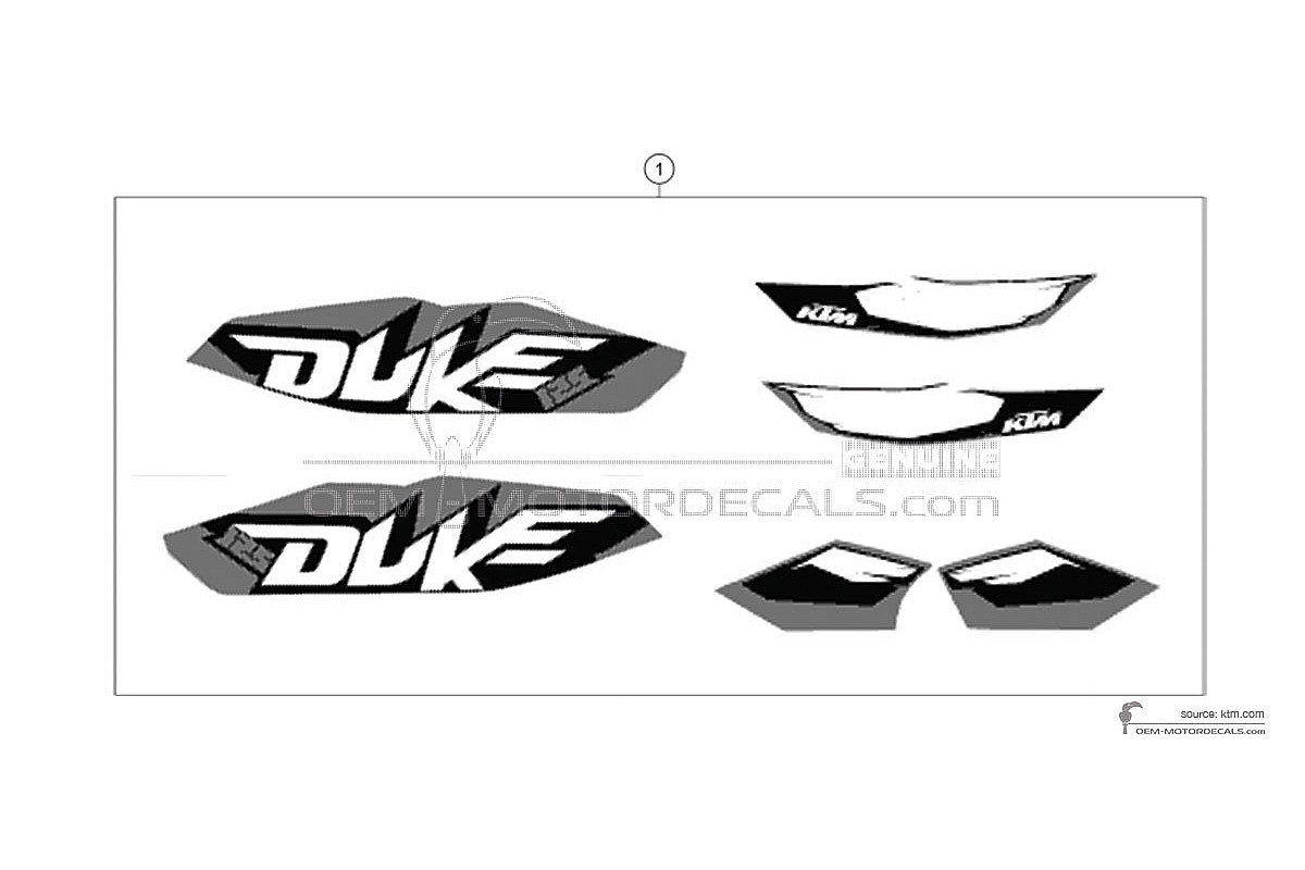Decals for KTM 125 DUKE 2012 - Orange • KTM OEM Decals