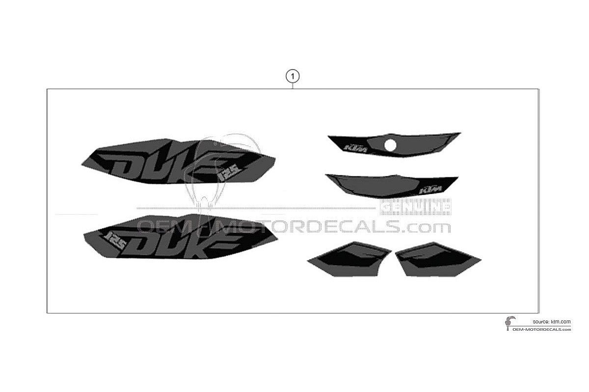 Decals for KTM 125 DUKE 2012 - Gray • KTM OEM Decals