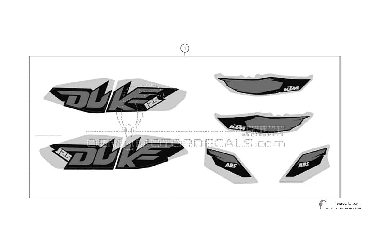 Stickers voor KTM 125 DUKE 2015 - Wit • KTM OEM Stickers