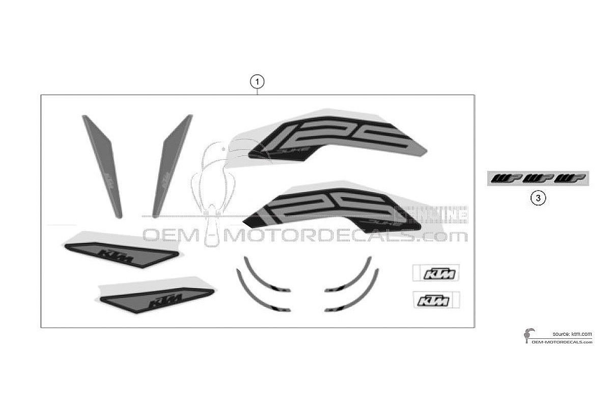 Adesivi per KTM 125 DUKE 2021 - Argento • KTM Adesivi OEM