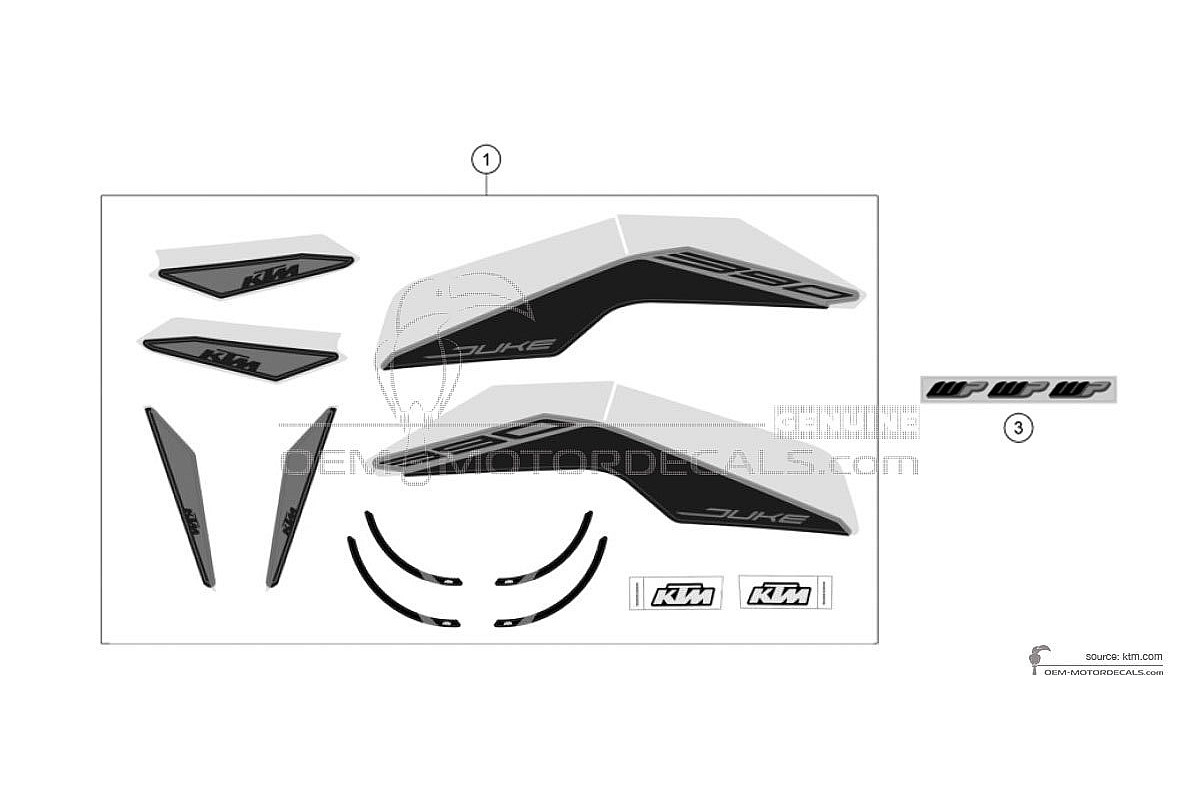 Pegatinas para KTM 390 DUKE 2022 - Plata • KTM Pegatinas OEM