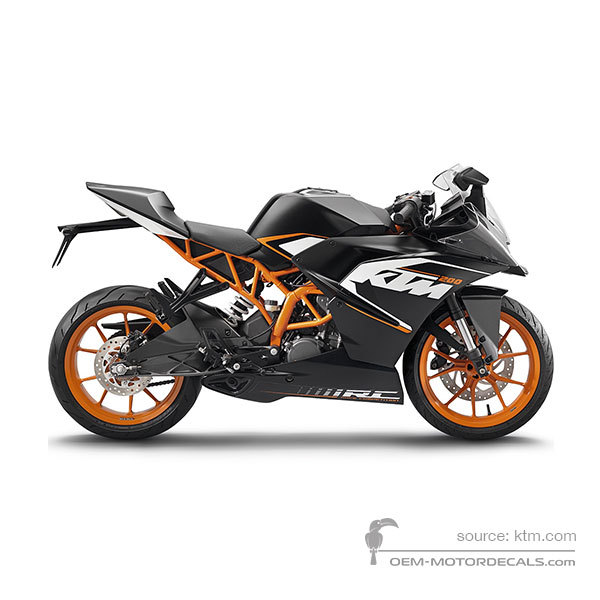 Decals for KTM RC200 2015 - Black • KTM OEM Decals