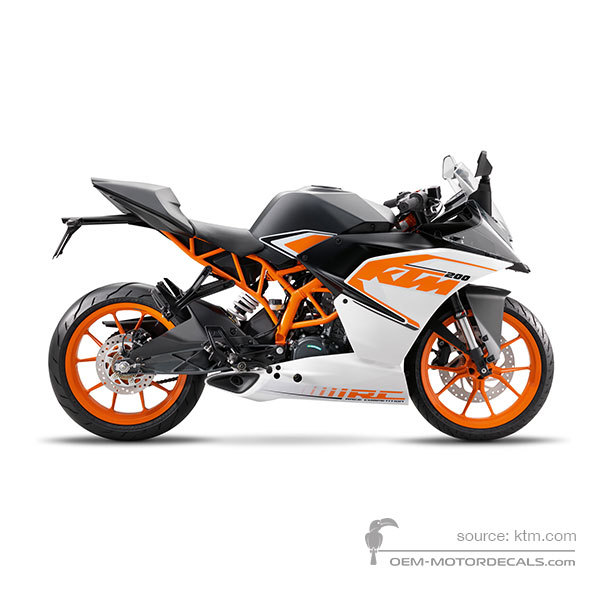 Aufkleber für KTM RC200 2016 - Weiss • KTM OEM-Aufkleber