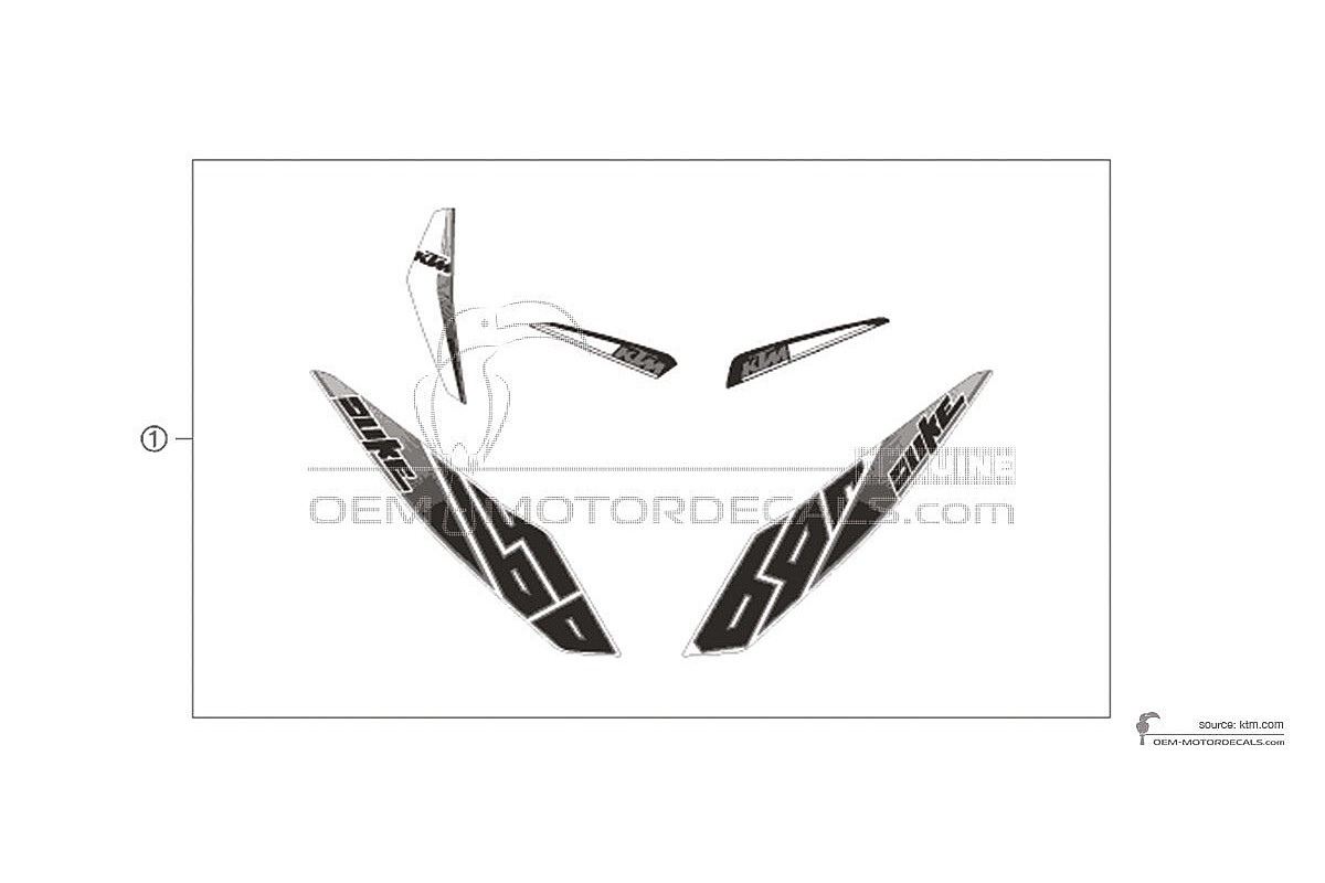 Aufkleber für KTM 690 DUKE 2014 - Weiss • KTM OEM-Aufkleber