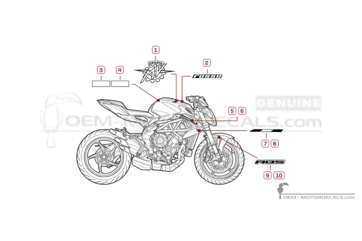 Pegatinas para MV Agusta BRUTALE Rosso 2021 • MV Agusta Pegatinas OEM