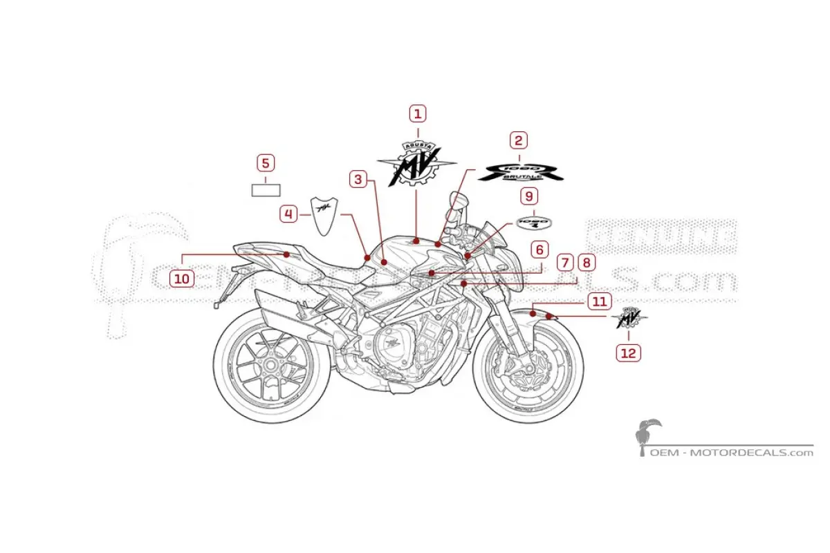 Adesivi per MV Agusta BRUTALE 1090RR 2011 • MV Agusta Adesivi OEM
