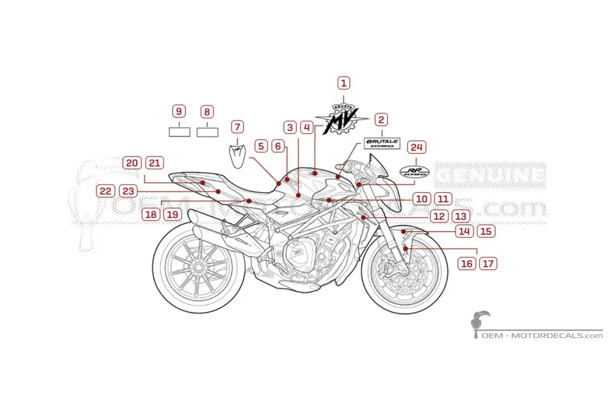 Adesivi per MV Agusta BRUTALE 1090RR 2014 • MV Agusta Adesivi OEM