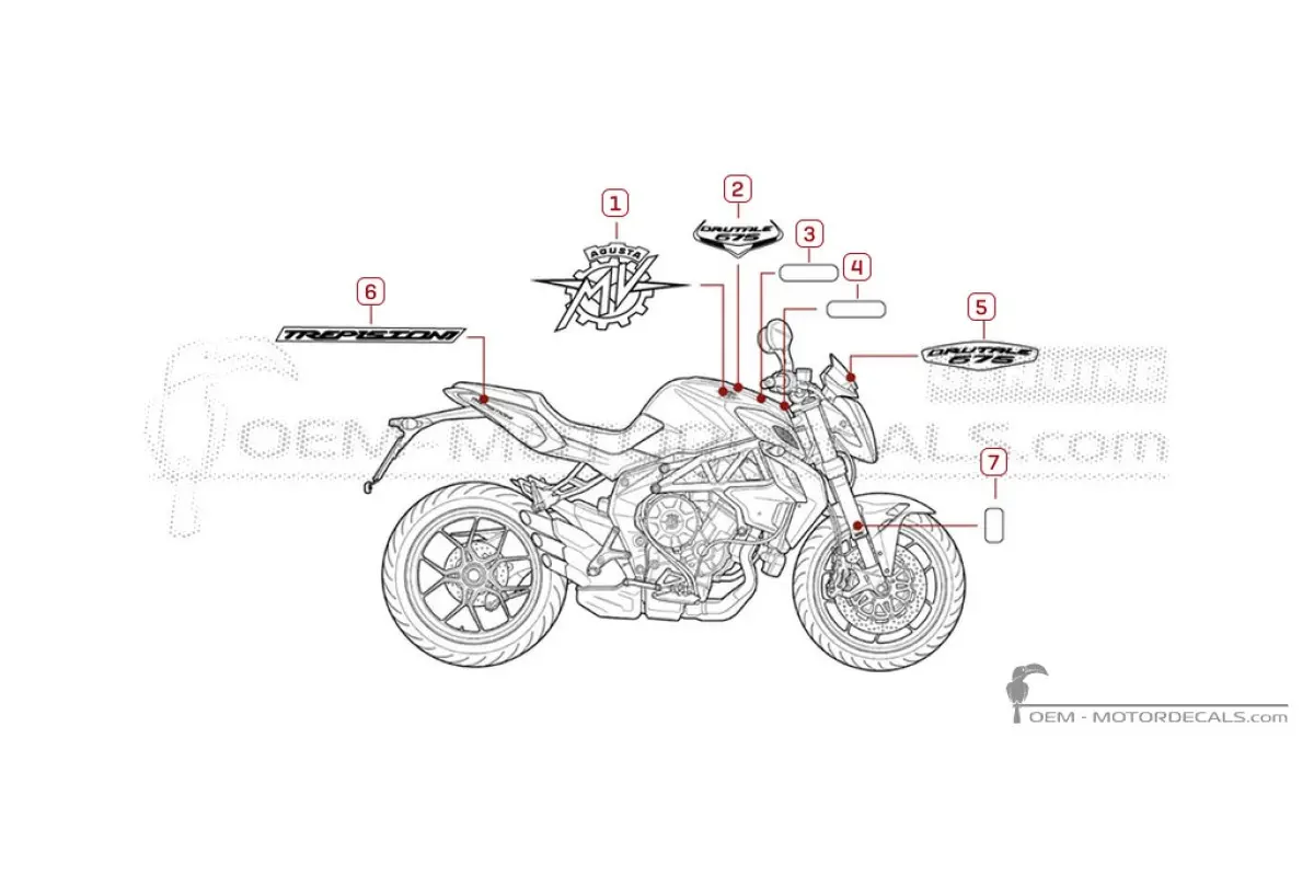 Naklejki do MV Agusta BRUTALE 675 2012 • MV Agusta Naklejki OEM