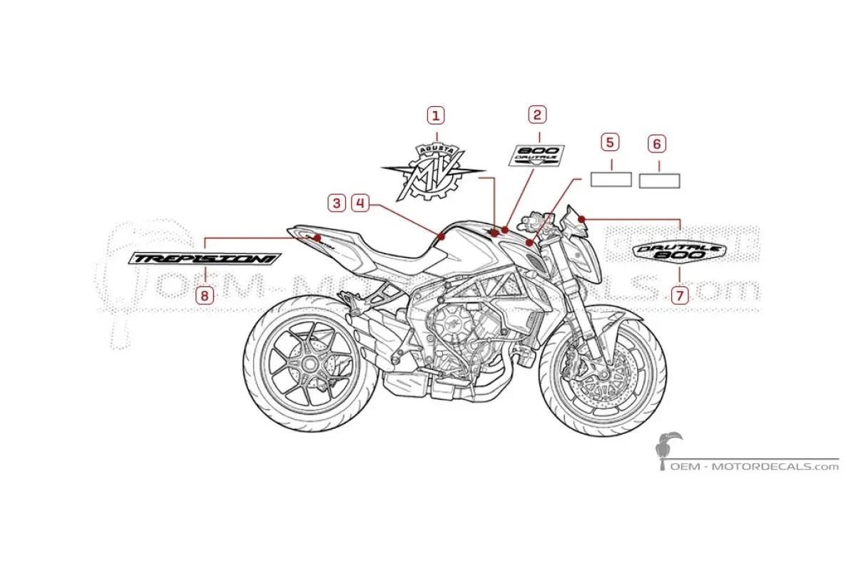 Decals for MV Agusta BRUTALE 800 2015 • MV Agusta OEM Decals