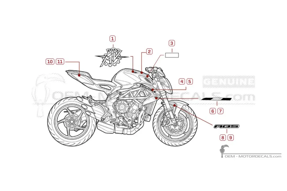 Adesivi per MV Agusta BRUTALE 800 2019 • MV Agusta Adesivi OEM