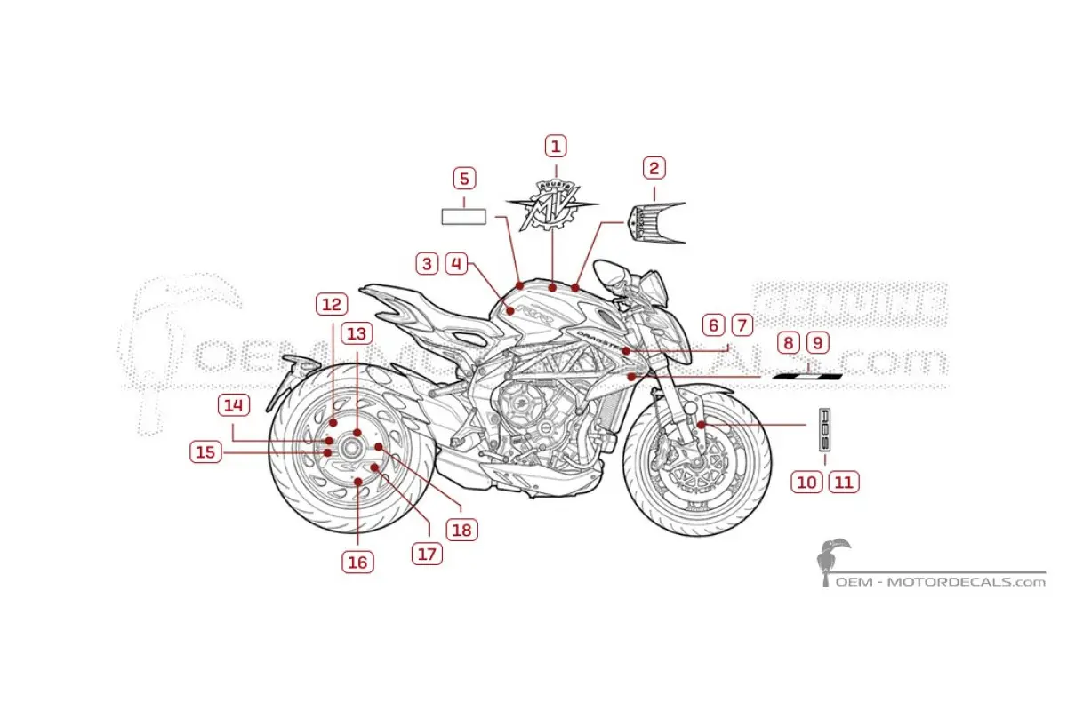 Aufkleber für MV Agusta DRAGSTER RR SCS America 2023 • MV Agusta OEM-Aufkleber