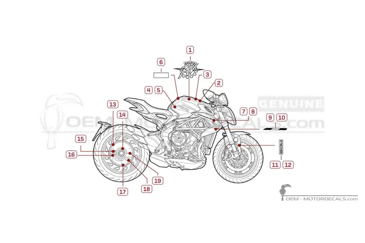 Aufkleber für MV Agusta DRAGSTER RR SCS 2024 • MV Agusta OEM-Aufkleber