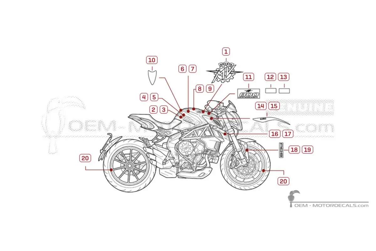 Adesivi per MV Agusta DRAGSTER 800 2014 • MV Agusta Adesivi OEM