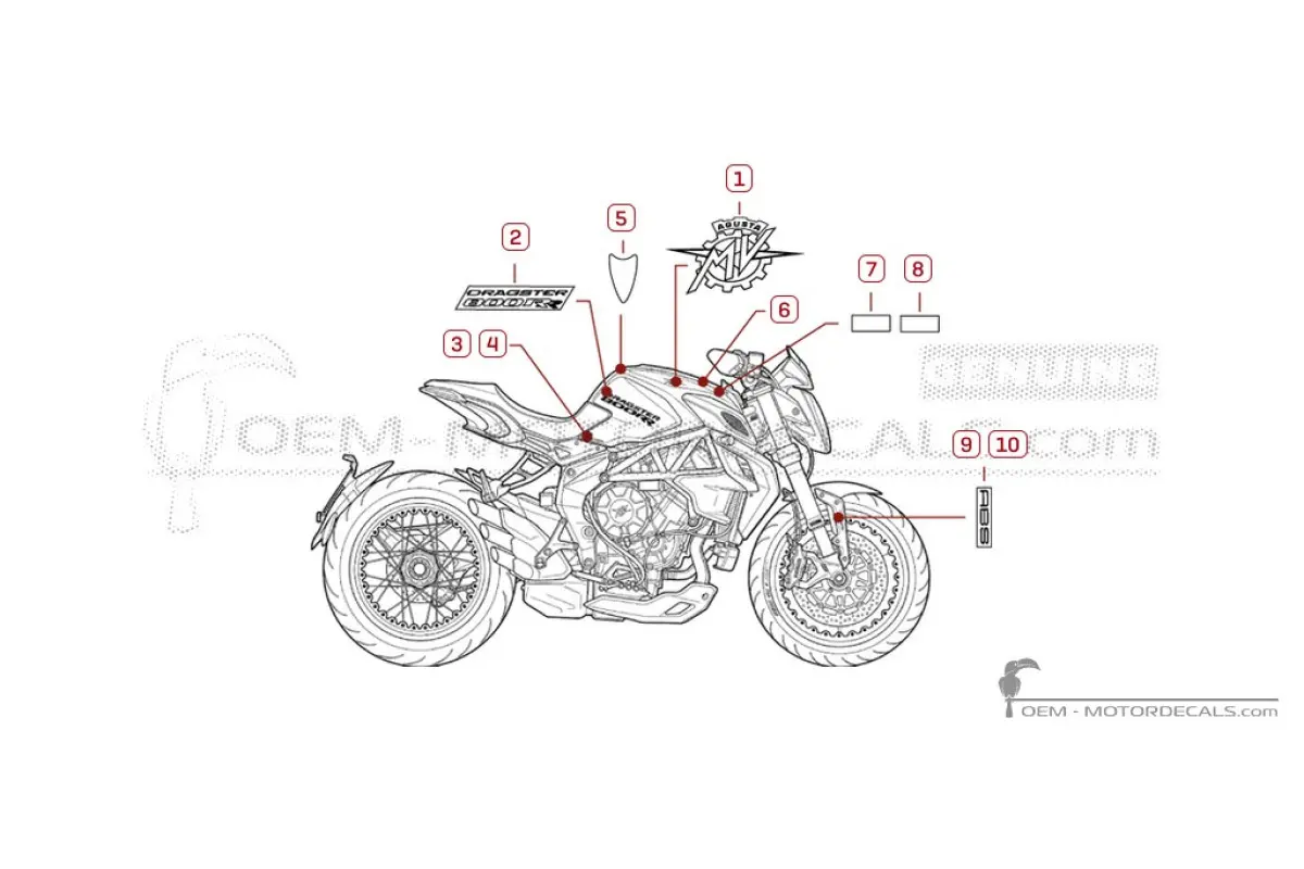 Adesivi per MV Agusta DRAGSTER 800 RR 2015 • MV Agusta Adesivi OEM