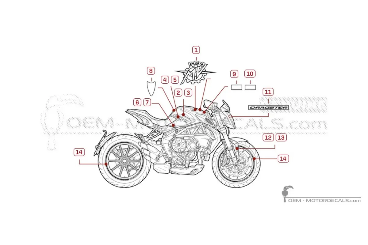 Decals for MV Agusta DRAGSTER 800 2016 • MV Agusta OEM Decals
