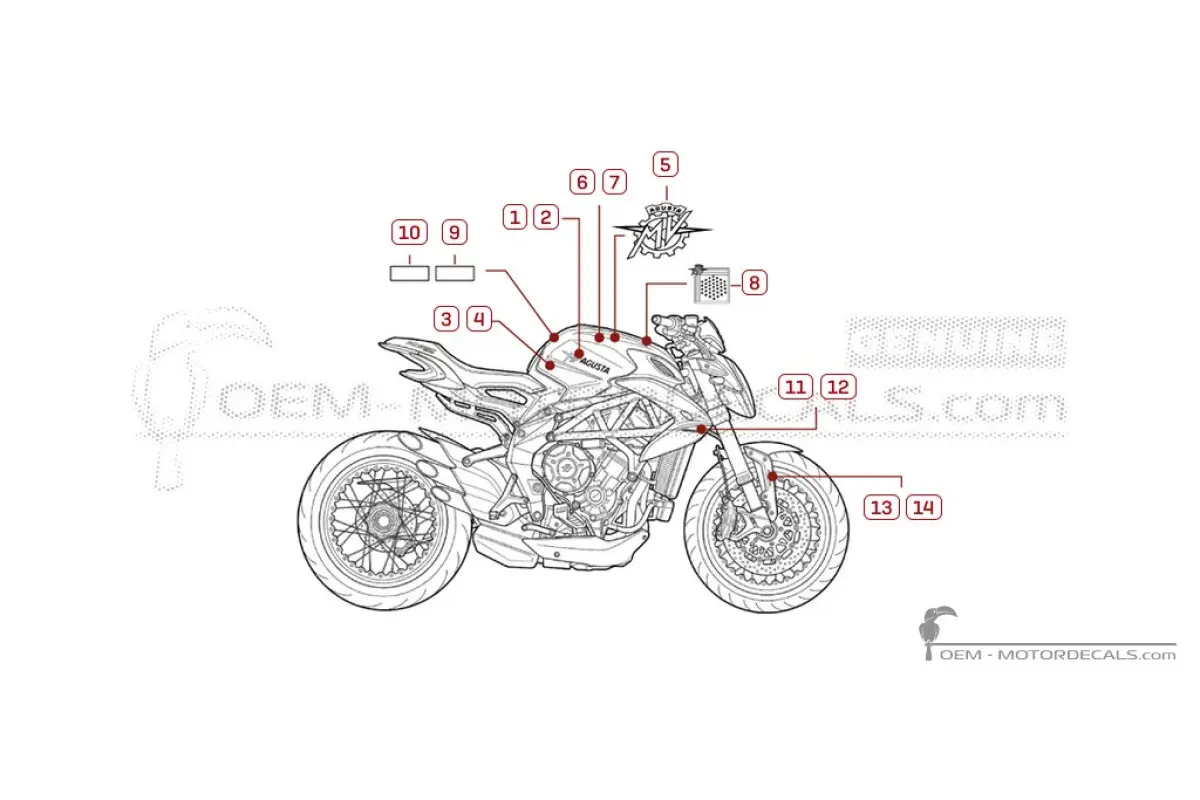 Adesivi per MV Agusta DRAGSTER 800 RR America 2018 • MV Agusta Adesivi OEM