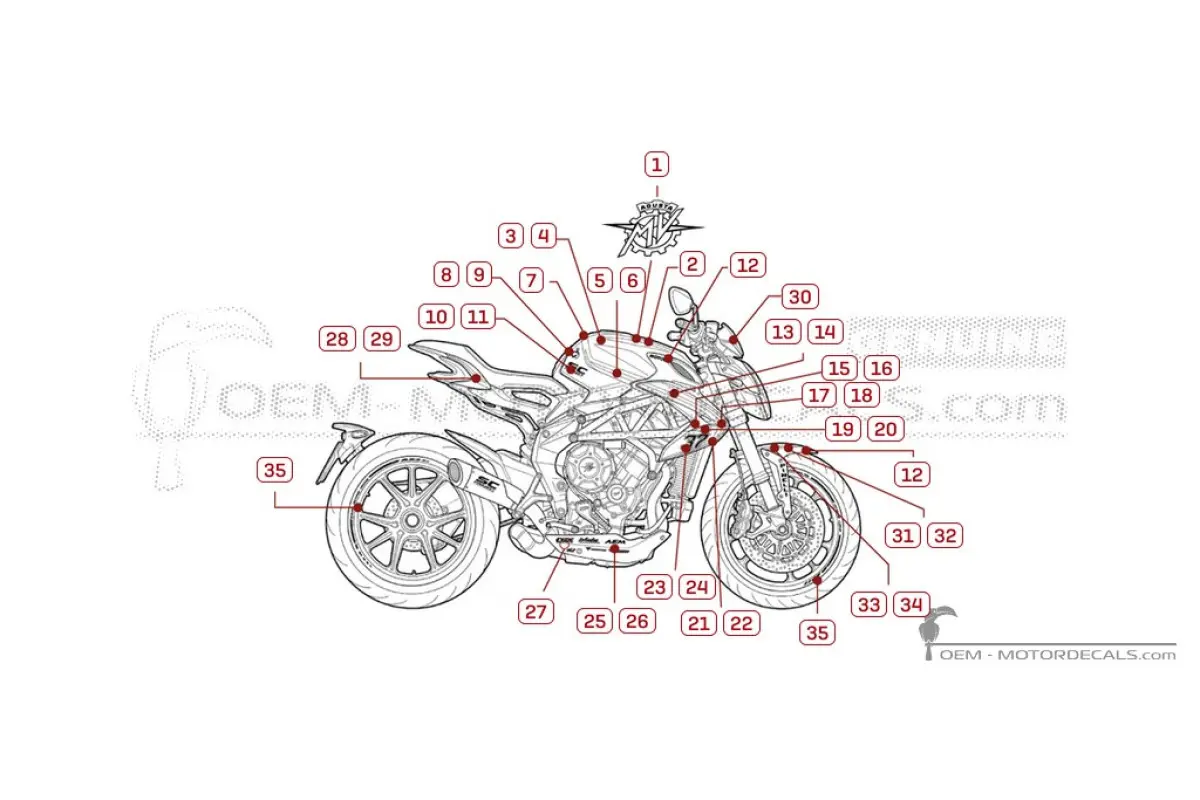 Adesivi per MV Agusta DRAGSTER 800 RC 2018 • MV Agusta Adesivi OEM