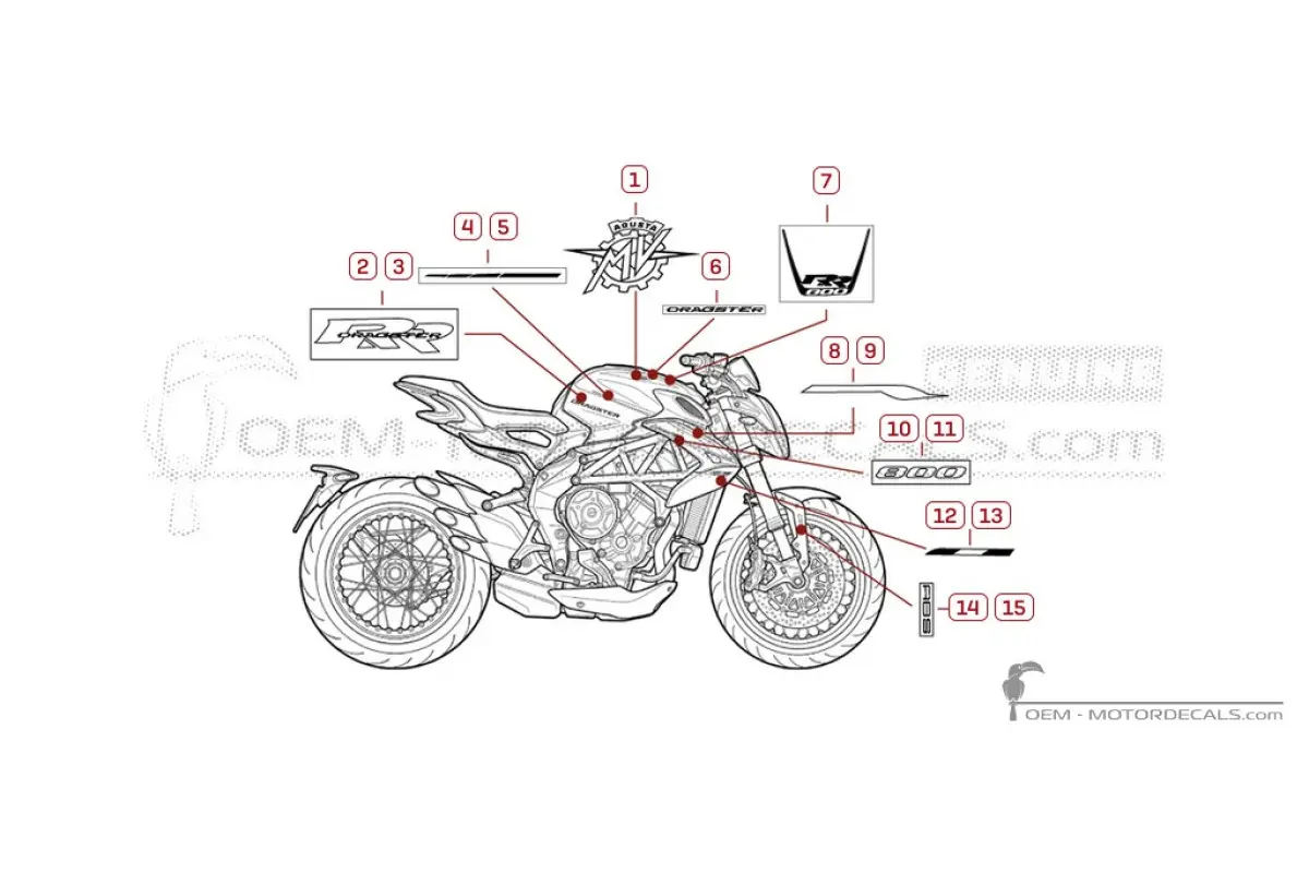 Adesivi per MV Agusta DRAGSTER 800 RR 2019 • MV Agusta Adesivi OEM