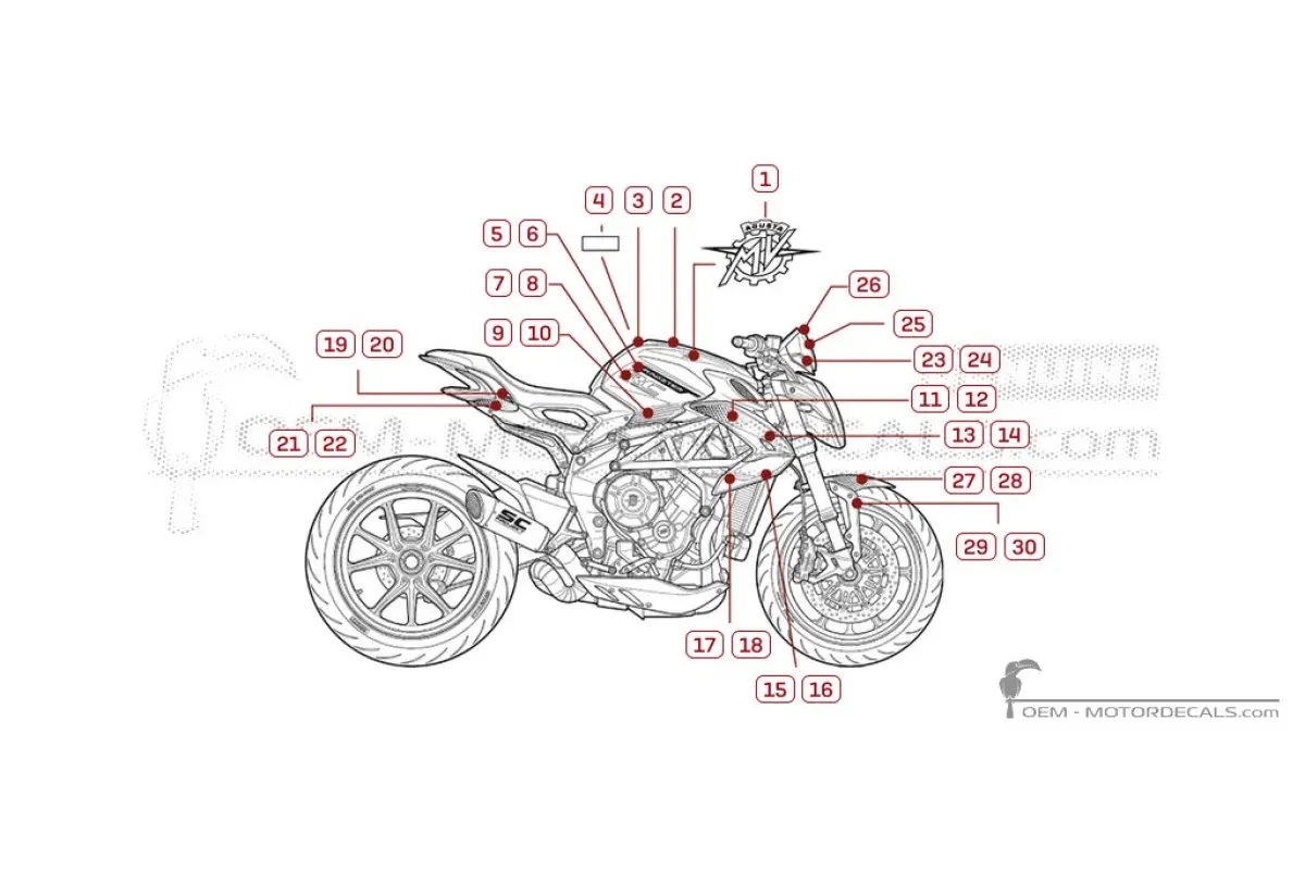 Adesivi per MV Agusta DRAGSTER 800 RC 2021 • MV Agusta Adesivi OEM
