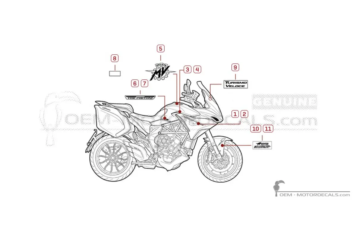 Aufkleber für MV Agusta TURISMO VELOCE Lusso 2019 • MV Agusta OEM-Aufkleber