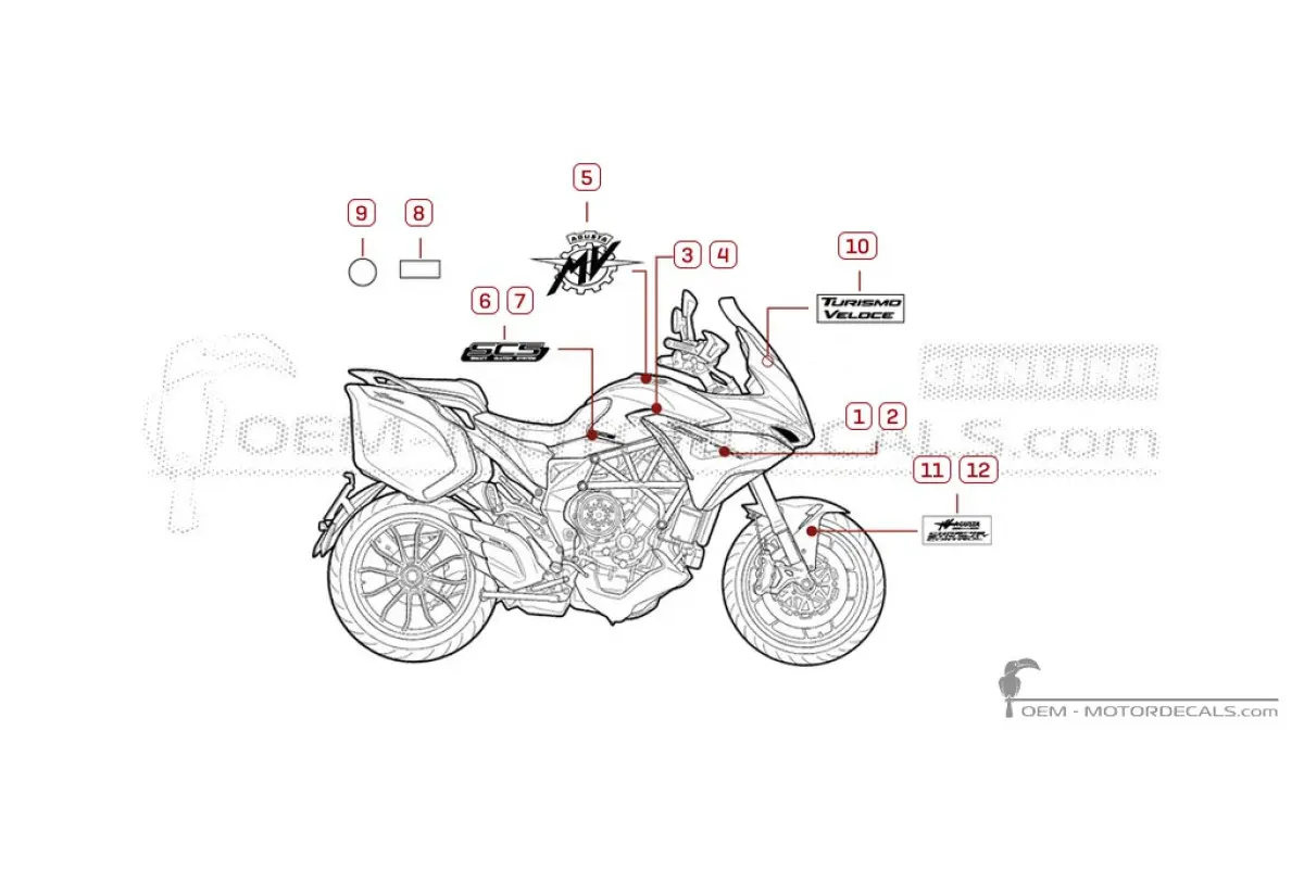 Aufkleber für MV Agusta TURISMO VELOCE Lusso SCS 2019 • MV Agusta OEM-Aufkleber