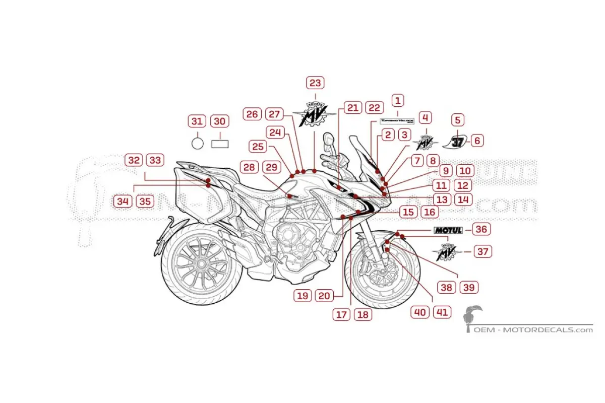 Aufkleber für MV Agusta TURISMO VELOCE 800 RC SCS 2020 • MV Agusta OEM-Aufkleber