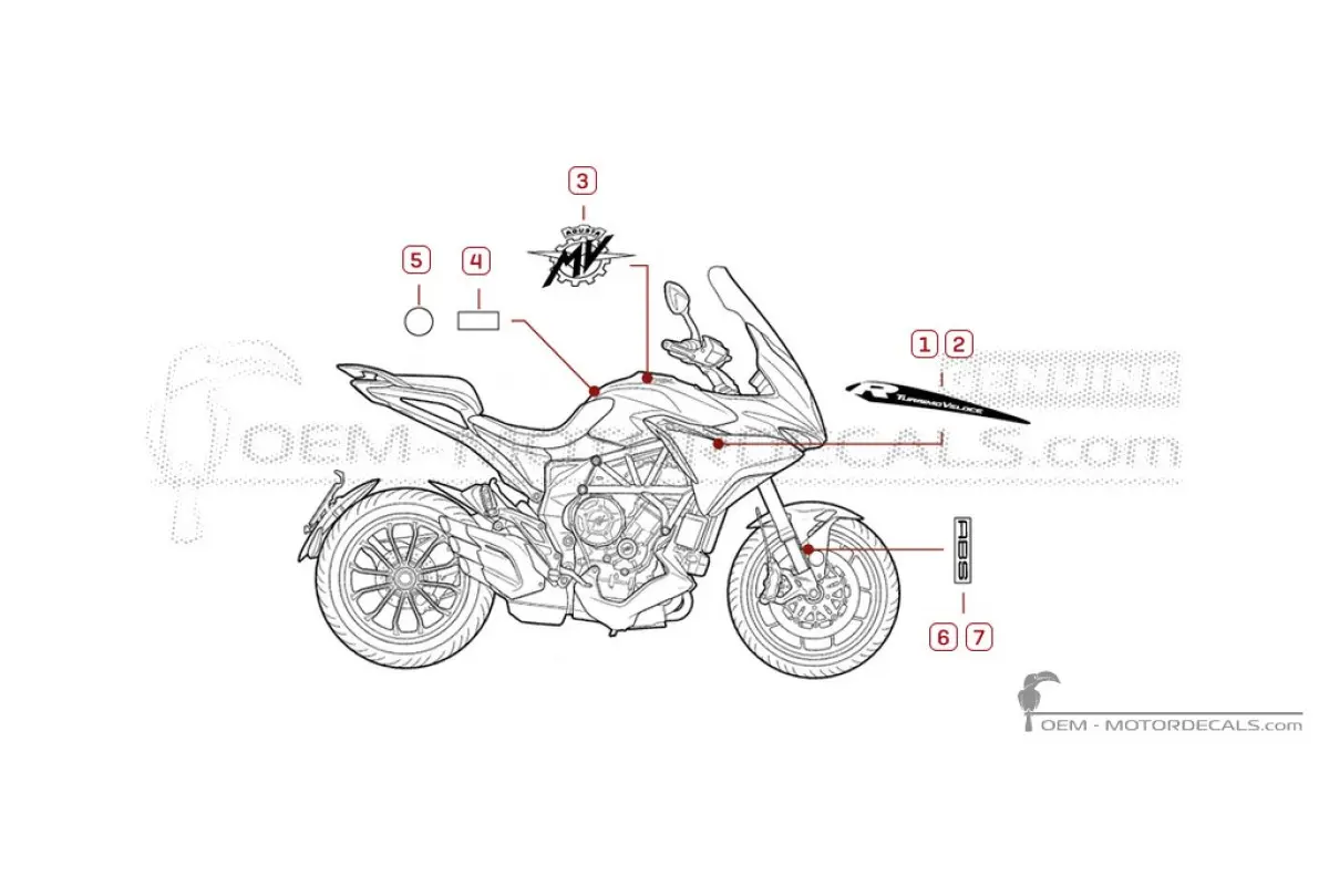 Aufkleber für MV Agusta TURISMO VELOCE 800 R 2023 • MV Agusta OEM-Aufkleber