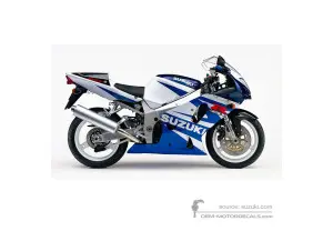 Stickers voor Suzuki GSXR750 2002 - Blauw Wit • Suzuki OEM Stickers