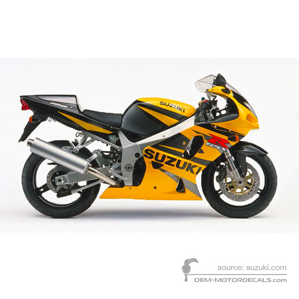 Aufkleber für Suzuki GSXR750 2002 - Schwarz Gelb • Suzuki OEM-Aufkleber