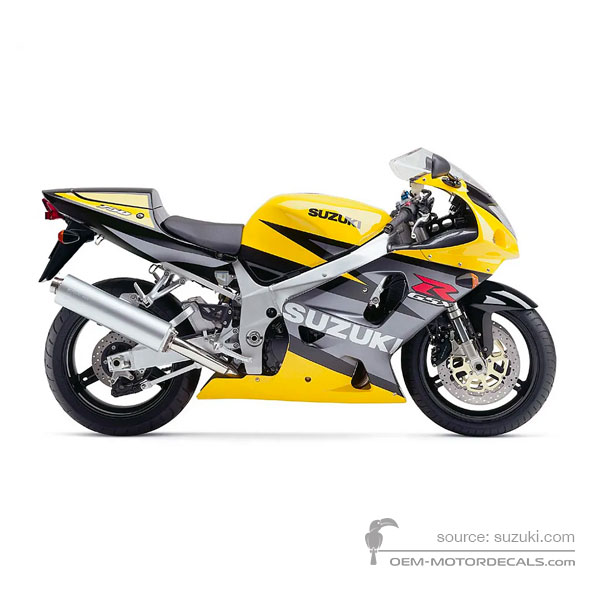 Adesivi per Suzuki GSXR750 2003 - Nero Giallo • Suzuki Adesivi OEM