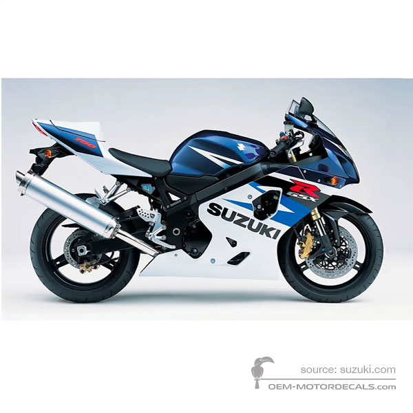 Stickers voor Suzuki GSXR750 2004 - Blauw Wit • Suzuki OEM Stickers