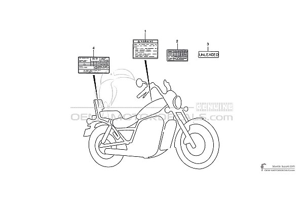 Suzuki VS800 INTRUDER - Etykiety ostrzegawcze