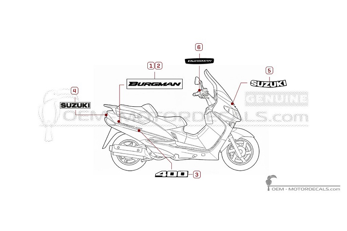 Decals for Suzuki AN400 BURGMAN 2002 • Suzuki OEM Decals