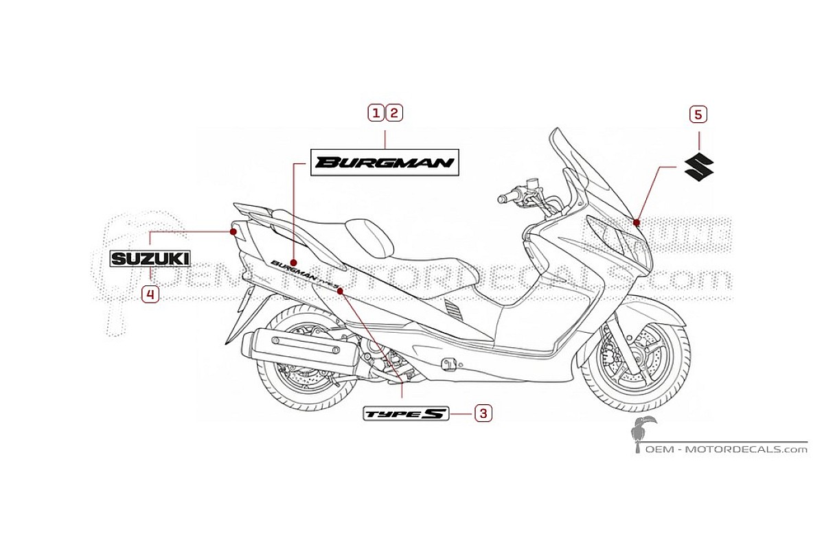Decals for Suzuki AN400 BURGMAN Type S 2005 • Suzuki OEM Decals