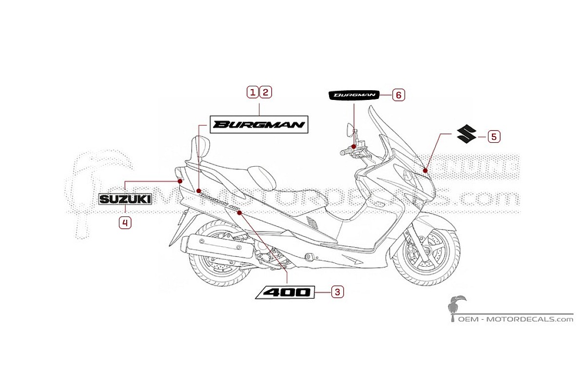 Aufkleber für Suzuki AN400 BURGMAN 2006 • Suzuki OEM-Aufkleber