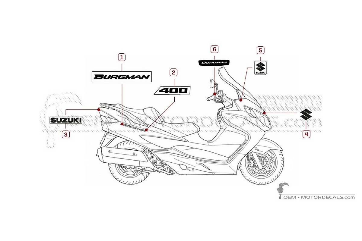 Aufkleber für Suzuki AN400 BURGMAN 2007 • Suzuki OEM-Aufkleber