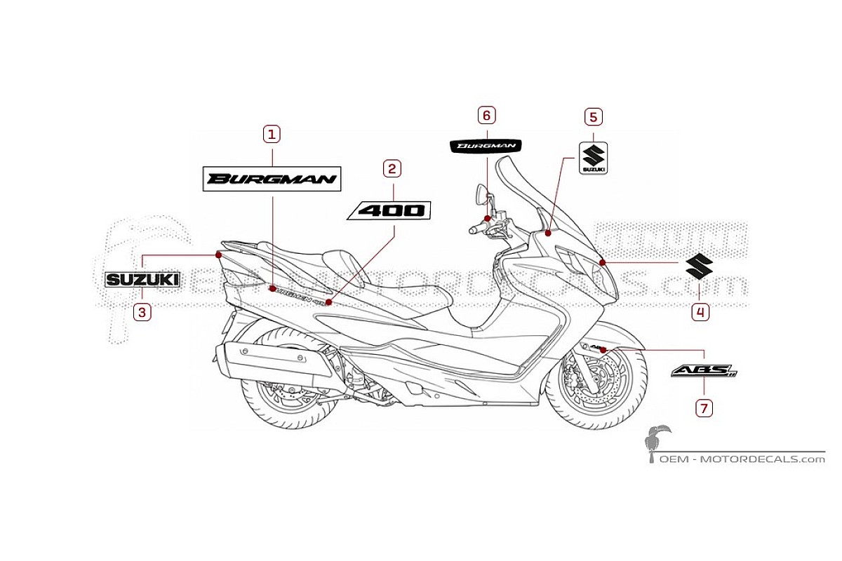 Pegatinas para Suzuki AN400 BURGMAN 2011 • Suzuki Pegatinas OEM
