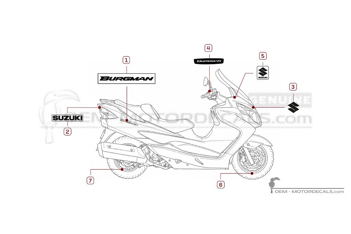 Decals for Suzuki AN400 BURGMAN 2015 • Suzuki OEM Decals