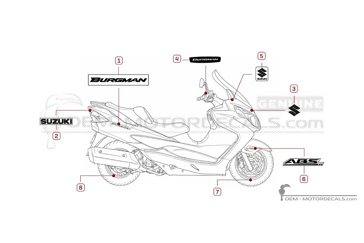 Stickers voor Suzuki AN400 BURGMAN 2016 • Suzuki OEM Stickers