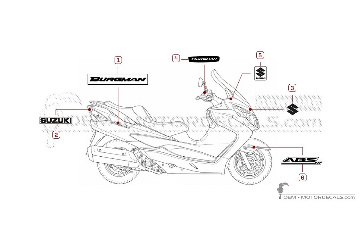Naklejki do Suzuki AN400 BURGMAN 2016 • Suzuki Naklejki OEM