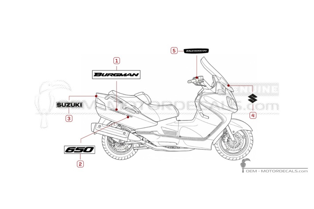 Pegatinas para Suzuki AN650 BURGMAN 2006 • Suzuki Pegatinas OEM