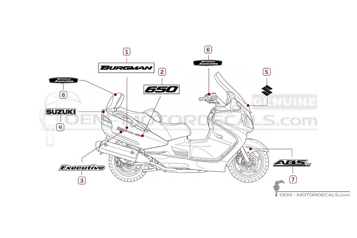 Autocollants pour Suzuki AN650 BURGMAN Executive 2007 • Suzuki Autocollants OEM