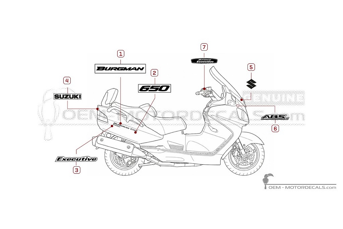 Naklejki do Suzuki AN650 BURGMAN Executive 2012 • Suzuki Naklejki OEM