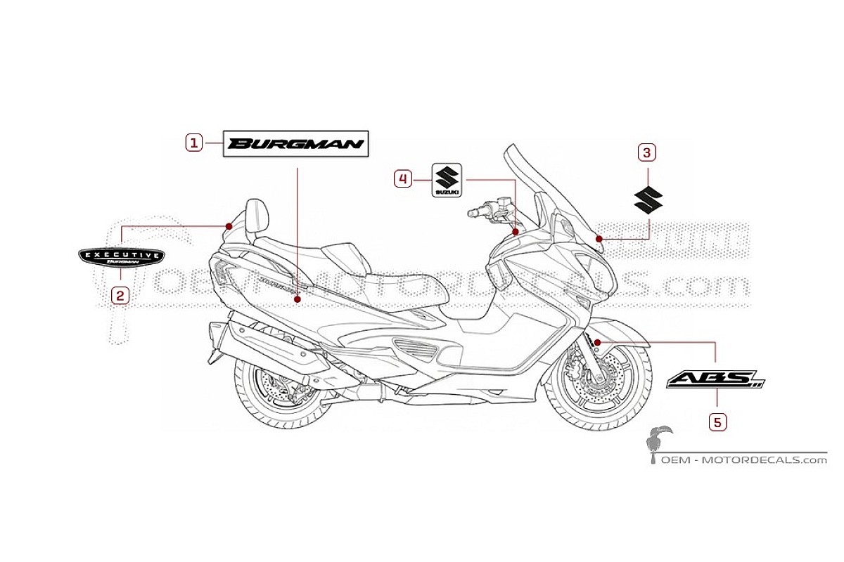 Stickers voor Suzuki AN650 BURGMAN Executive 2014 • Suzuki OEM Stickers