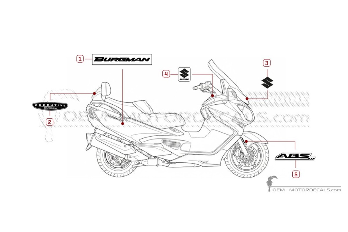 Decals for Suzuki AN650 BURGMAN Executive 2016 • Suzuki OEM Decals