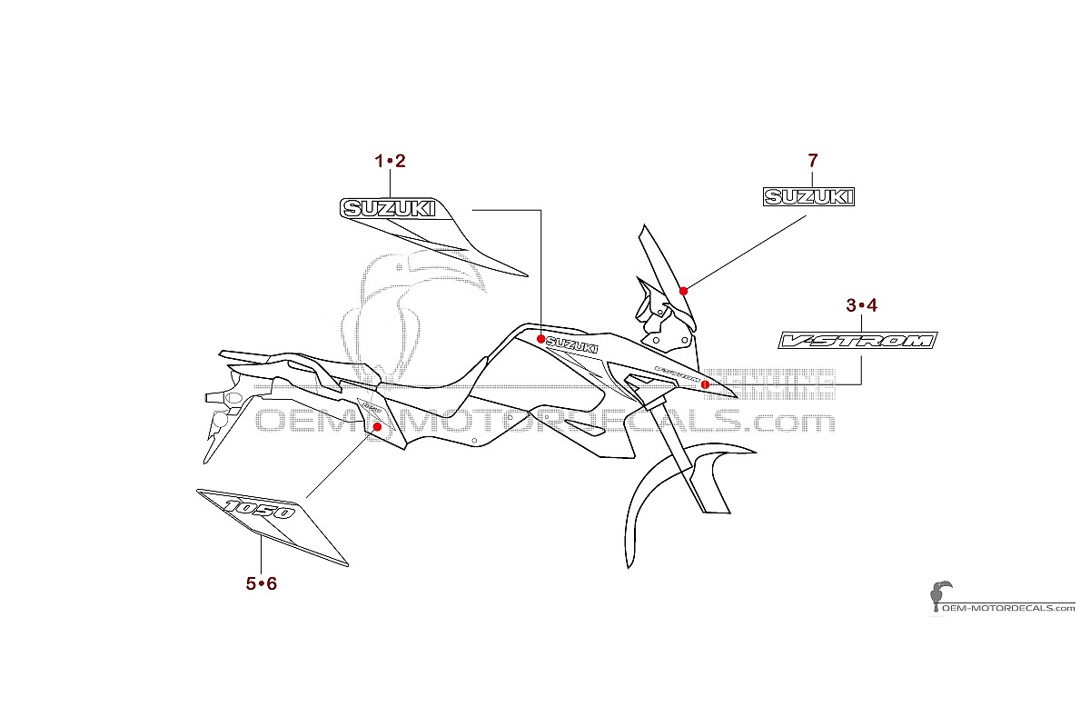 Aufkleber für Suzuki DL1050 VSTROM 2025 - Grau • Suzuki OEM-Aufkleber