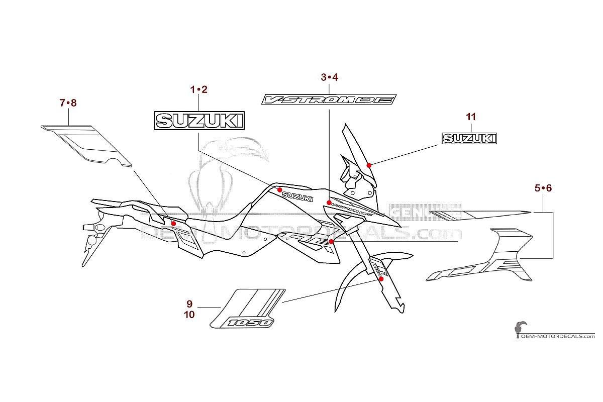 Naklejki do Suzuki DL1050DE VSTROM 2025 - Żółty • Suzuki Naklejki OEM