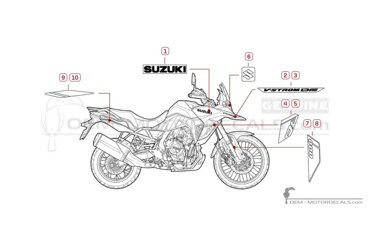 Decals for Suzuki DL800 VSTROM  DE 2025 • Suzuki OEM Decals